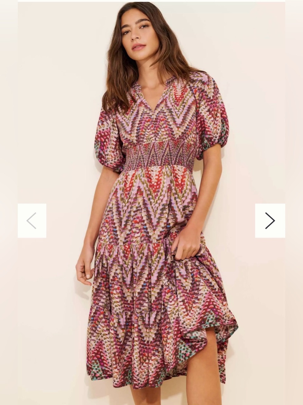 Anthropologie Smocked-Waist Midi Dress in Multicolor - Picture 2 of 9